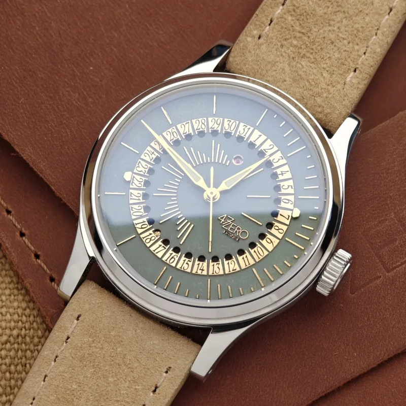 47ZERO La Date Dorée, Roulette edition. Ancient Verdigris, 38mm