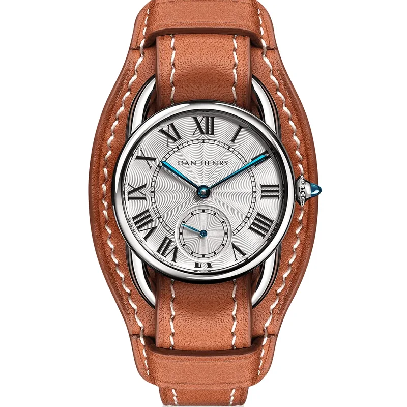 Dan Henry 1900 Silver / Tan Strap 28.5mm
