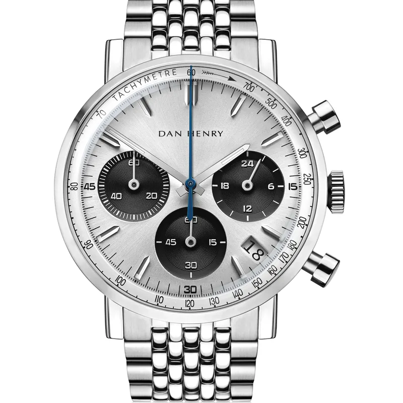 Dan Henry 1964 Silver Panda Tricompax 38mm Date