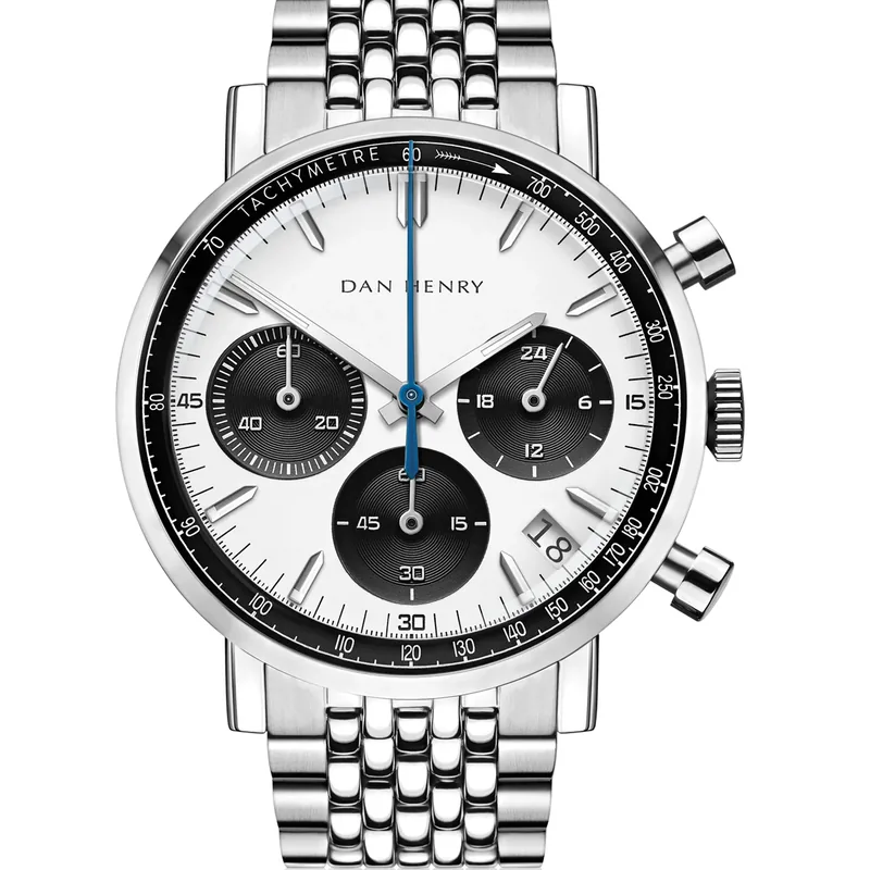Dan Henry 1964 White Panda Tricompax 38mm Date