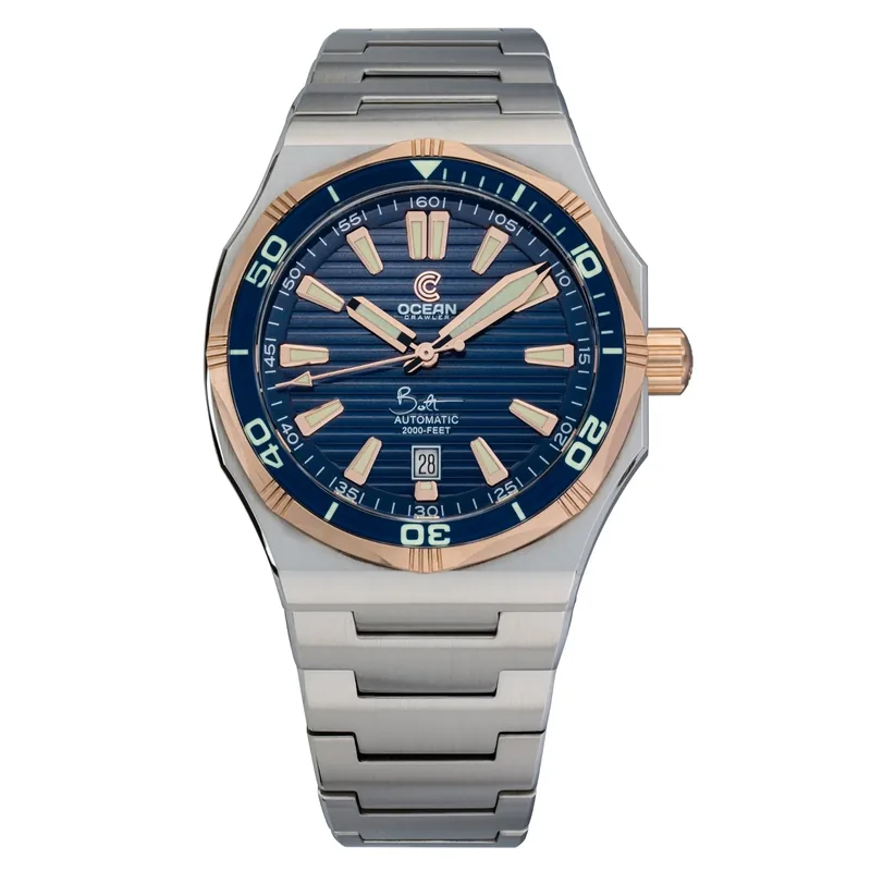 Ocean Crawler Bolt - Blue - Solid 18K Red Gold Bezel