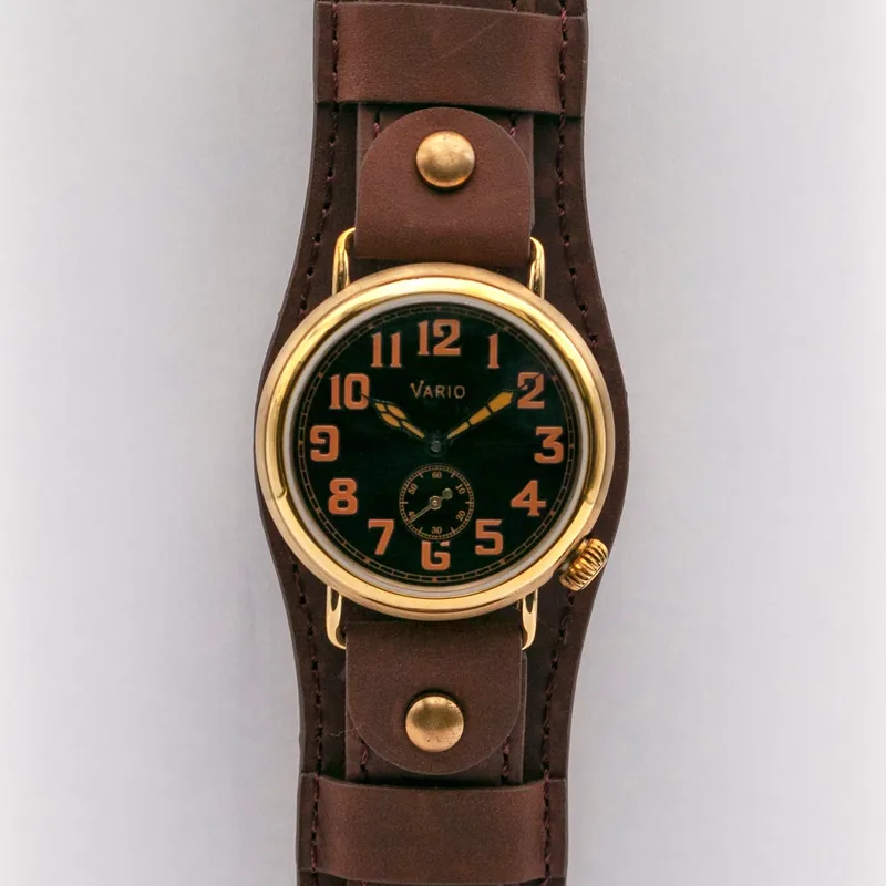 Vario Vario 1918 Trench Brass Black Dial with Orange Lume Watch