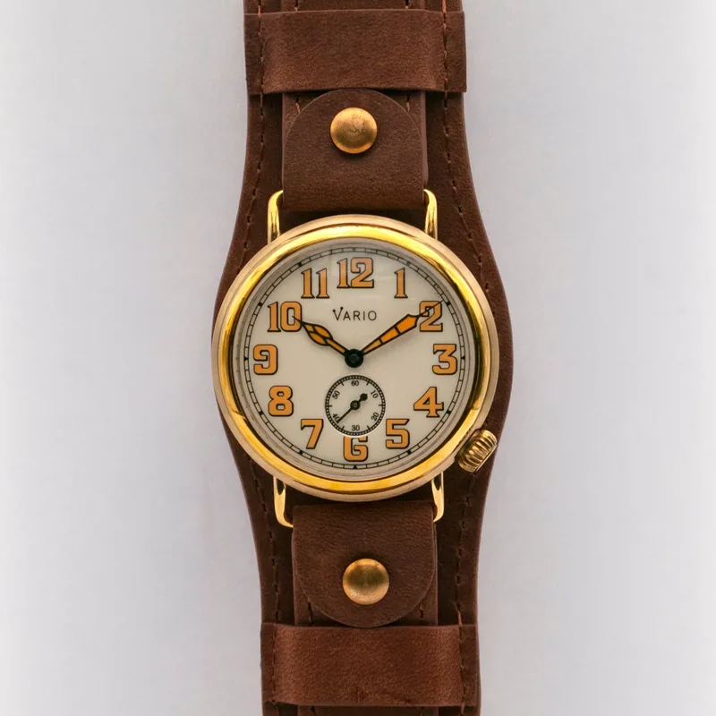Vario Vario 1918 Trench Brass Cream Dial with Orange Lume Watch
