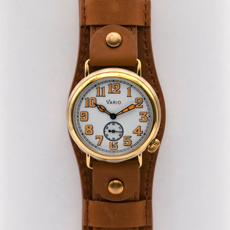 Vario Vario 1918 Trench Brass White Dial with Orange Lume Watch