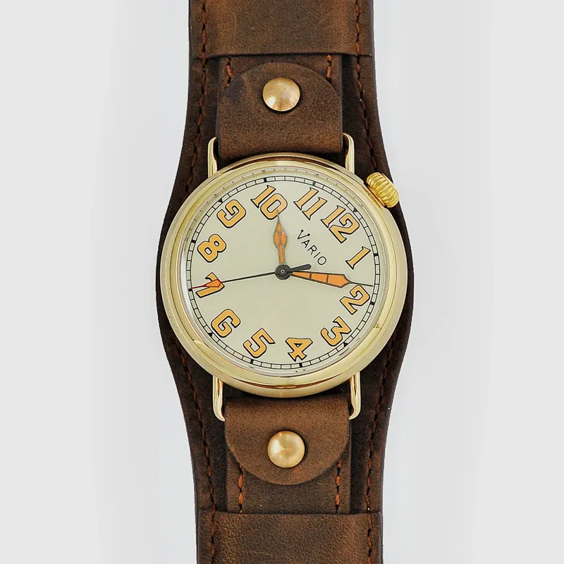 Vario Vario 1918 Pilot Brass Cream Dial with Orange Lume Watch
