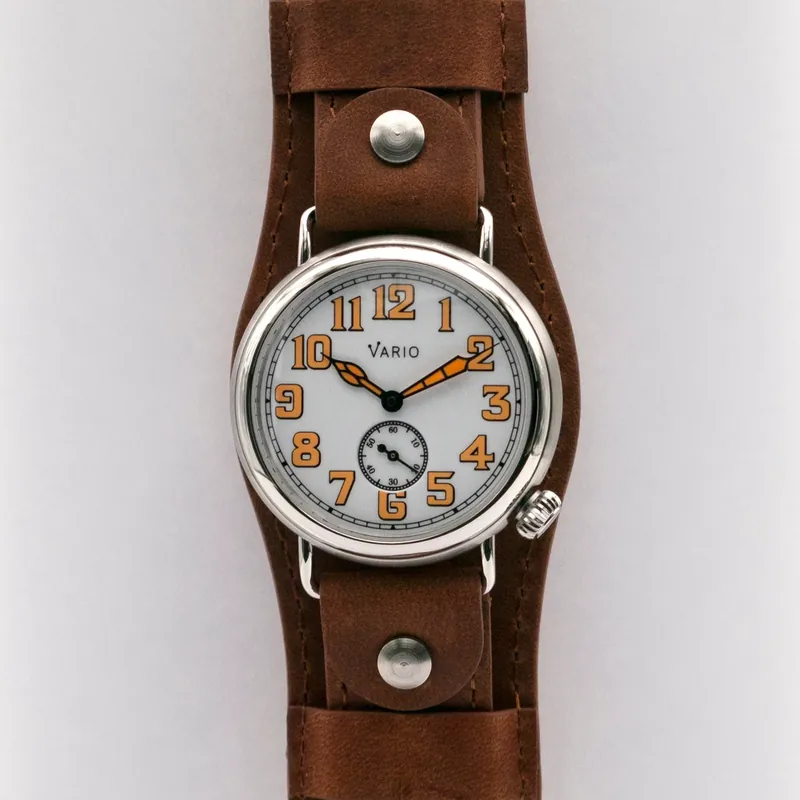 Vario Vario 1918 Trench White Dial with Orange Lume Watch