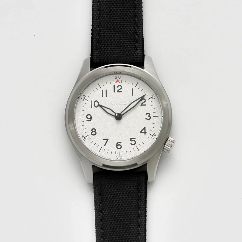 Vario Vario 1945 A-11S Solar Quartz Heron White Field Watch