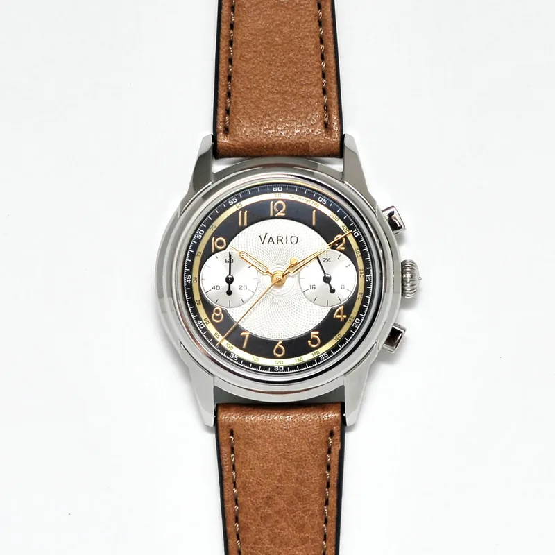 Vario Vario Empire White Tuxedo Gold Tachymètre MecaQuartz Chronograph Watch