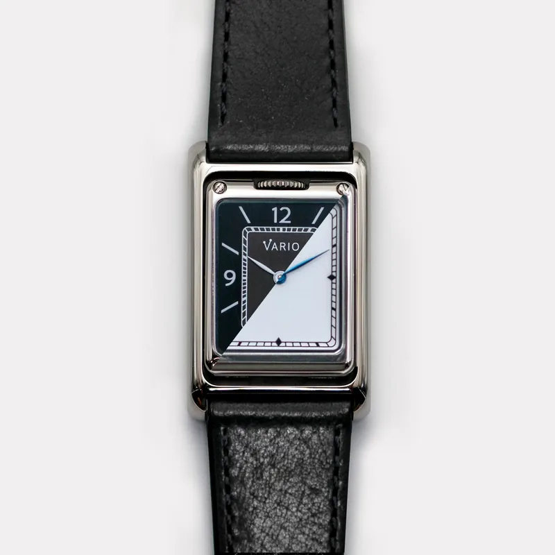 Vario Vario VERSA Reversible Dual Time Gunmetal-White Enamel Quartz Watch