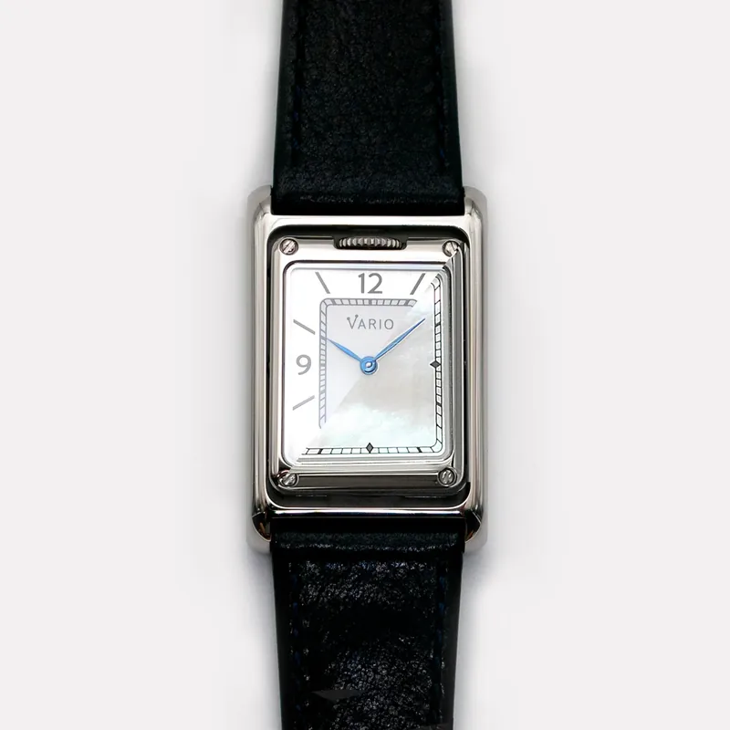 Vario Vario VERSA Reversible Dual Time Silver-White MoP Quartz Watch