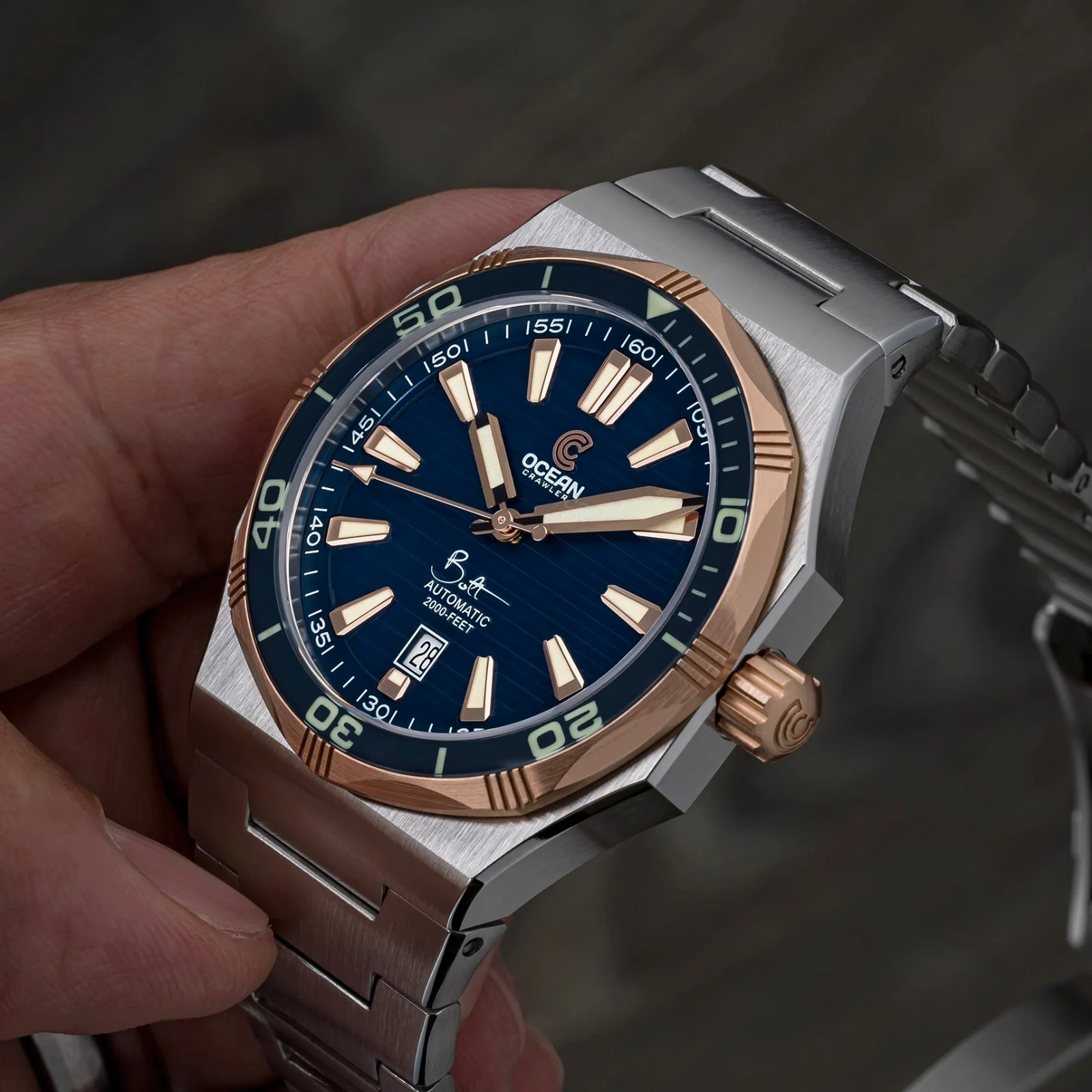 Ocean Crawler Bolt - Blue - Solid 18K Red Gold Bezel image 2 of 5
