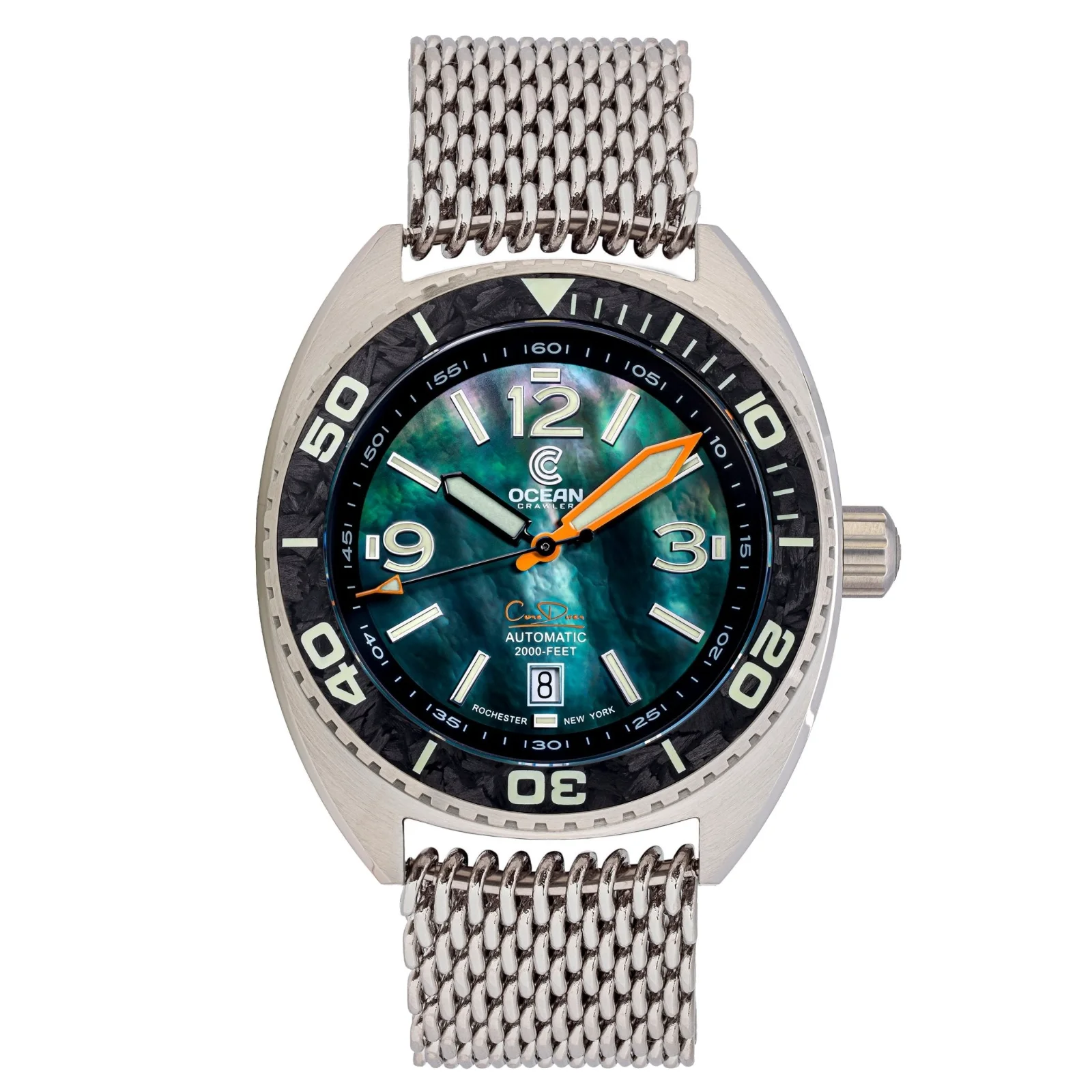 Ocean Crawler Core Diver - Black Mother of Pearl - Carbon Fiber Bezel image 1 of 5