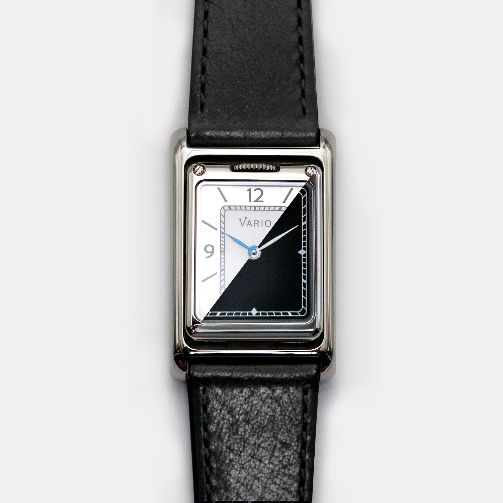 Vario Vario VERSA Reversible Dual Time Silver-Black Enamel Quartz Watch image 1 of 5